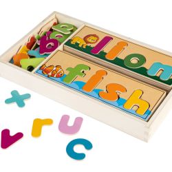 PLAYTIVE® Drevená motorická hračka Montessori (slovná zásoba, angličtina)