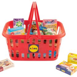 PLAYTIVE® Nákupný košík s miniatúrami výrobkov (červená s výrobkami do kuchyne)