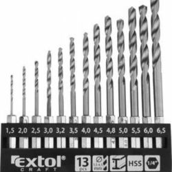 EXTOL CRAFT Vrtáky do kovu 1,5-6,5mm s 1/4' šesťhranným úchytom