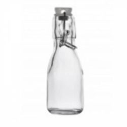 Kinekus Fľaša sklenená 250ml s patentným uzáverom okrúhla, 6x6x20cm