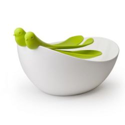 Misa s nástrojmi Qualy Sparrow Salad Bowl, biela-zelená