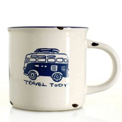 Porcelánový Mini retro hrnček - Travel