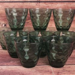 Set sklenených pohárov 12ks - bublinkový vzor - zelené