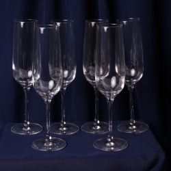 Sklenené stopkové poháre na Šampanské - set 6ks - (214ml)