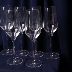 Sklenené stopkové poháre na Šampanské - set 6ks - (248ml)