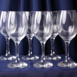 Sklenené stopkové poháre na víno - set 6ks - (310ml, p. 7,2cm, v. 19cm)
