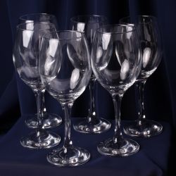 Sklenené stopkové poháre na víno - set 6ks - (370ml, p. 7,2cm, v. 21cm)