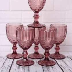 Sklenený pohár na víno (250ml) set (6ks) - Vintage - bordový