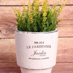 Keramický kvetináč 'Le Jardinier' (v. 16 cm, p. 12 cm) - biely
