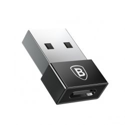 Baseus Exquisite adaptér USB / USB-C 2.4A, čierny (CATJQ-A01)