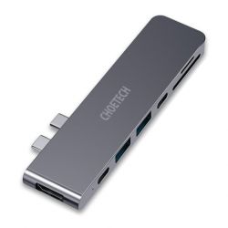 Choetech HUB-M14 HUB adaptér pre MacBook Pro USB-C 100W, sivý (HUB-M14)