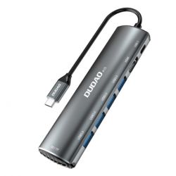Dudao A15 HUB adaptér 4x USB / 2x USB-C / SD / Micro SD, šedý (A15 grey)