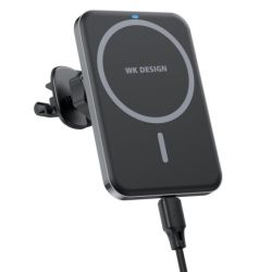 WK Design WP-U95 MagSafe magnetická bezdrôtová nabíjačka do auta, čierna