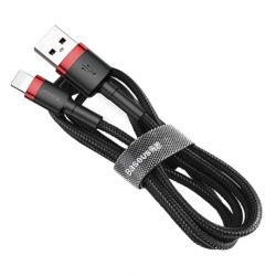 Baseus Cafule kábel USB / Lightning QC3.0 1m, čierny/červený (CALKLF-B19)