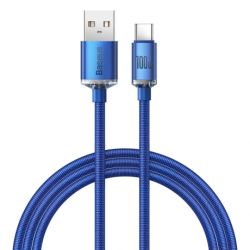 Baseus Crystal Shine kábel USB / USB-C 5A 100W 1.2m, modrý (CAJY000403)