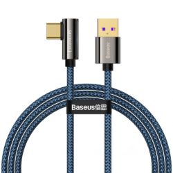 Baseus Data Elbow kábel USB / USB-C 66W 1m, modrý (CACS000403)