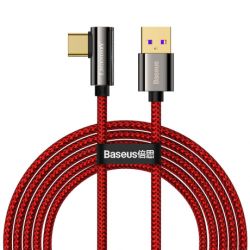 Baseus Data Elbow kábel USB / USB-C 66W 2m, červený (CACS000509)