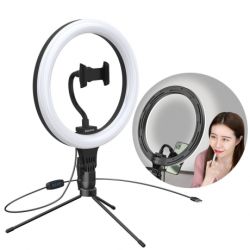 Baseus Photo Ring Selfie kruhové LED svetlo 10' + mini stolný statív, čierny (CRZB10-A01)
