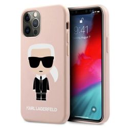 Karl Lagerfeld case for iPhone 12 Pro Max 6,7' KLHCP12LSLFKPI light pink hard case Silicone Ic