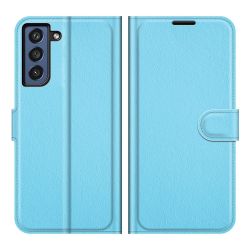 Peňaženkové puzdro Litchi modré – Samsung Galaxy S21 FE
