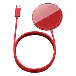 BASEUS bezdrôtová nabíjačka - Simple Mini 15W MagSafe - červená