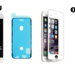 MULTIPACK - Biely LCD displej pre iPhone 6S Plus + LCD adhesive (lepka pod displej) + 3D ochranné sklo + sada náradia