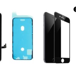MULTIPACK - Čierny LCD displej pre iPhone 7 + LCD adhesive (lepka pod displej) + 3D ochranné sklo + sada náradia