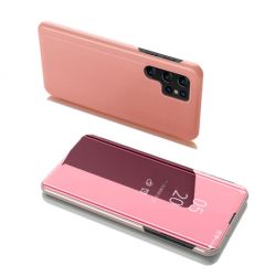 MG Clear View knižkové puzdro na Samsung Galaxy S22 Ultra, ružové