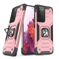 MG Ring Armor plastový kryt na Samsung Galaxy S21 Ultra 5G, ružový