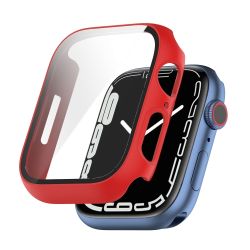 Plastový obal s ochranným sklom pre Apple Watch 7 45mm červený