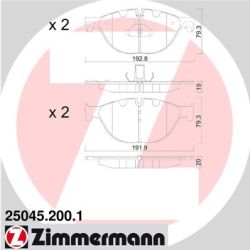 ZIMMERMANN Sada brzdových platničiek kotúčovej brzdy 250452001