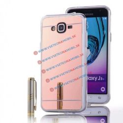 Zrkadlový silikónový obal Samsung Galaxy J3 2016 ružový