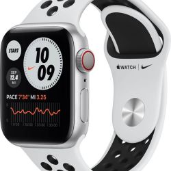 Apple Apple Watch Nike Series 6 GPS + Cellular, 44mm Silver Aluminium Case with Pure Platinum/Black Nike Sport Band - Regular