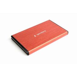 Gembird externý USB 3.0 case pro 2,5' SATA, leštený hliník, červený EE2-U3S-3-R
