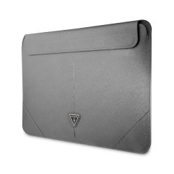 Guess Saffiano Triangle Metal Logo Computer Sleeve 16' Silver