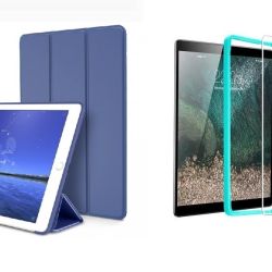 TriFold Smart Case - kryt so stojančekom pre iPad 2/3/4 - modrý + Ochranné tvrdené sklo s inštalačným rámikom