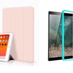 TriFold Smart Case - kryt so stojančekom pre iPad 9.7 2017/2018/iPad 5/Air/iPad 6/Air 2 - ružový + Ochranné tvrdené sklo s inštalačným rámikom