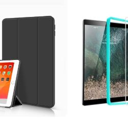 TriFold Smart Case - kryt so stojančekom pre iPad mini 1/2/3/4/5 - čierny + Ochranné tvrdené sklo s inštalačným rámikom