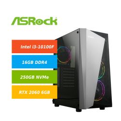 ASRock i3-10100F 16GB DDR4 250GB NVMe RTX 2060 6GB