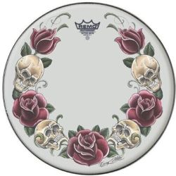 Remo 14' Tattoo Rock and Roses TT-0814-AX-T05 blana pre bicie Tattoo Skyn Suede