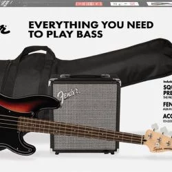 Squier Affinity Series Precision Bass PJ Pack, Laurel Fingerboard, 3-Color Sunburst