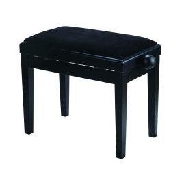 Melody adjustable piano bench Satin Black Black Velvet