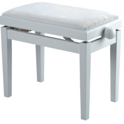 Melody adjustable piano bench Satin White White Leather