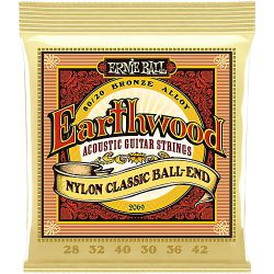 Ernie Ball Earthwood Folk Nylon, Clear & Gold Ball End, 80/20 Bronze Acoustic Guitar