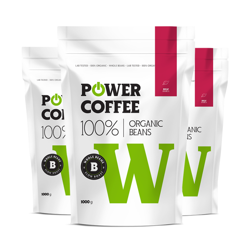 POWERLOGY Power Coffee Decaf Arabica BIO 1000 g Triple pack