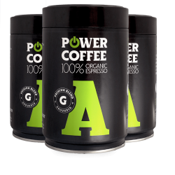 POWERLOGY Power Coffee Organic Espresso BIO Grounded 250 g Triple pack