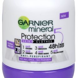 Garnier Minerálne antiperspirant 5 Pro Tection Floral Fresh 48h Roll-on pre ženy 50 ml