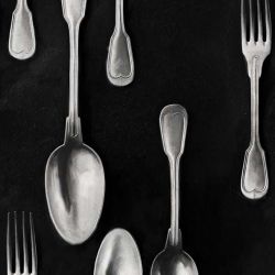 MINDTHEGAP Cutlery Silver, strieborná/čierna/farebná skupina čierna + biela