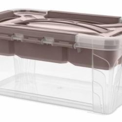 Kinekus Box s vložkou CLIP 4,2 l, 29x19x12,4 cm, transparentný/hnedý