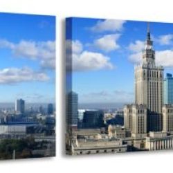 3 dielne obrazové hodiny Varšava panoráma, 35x105cm